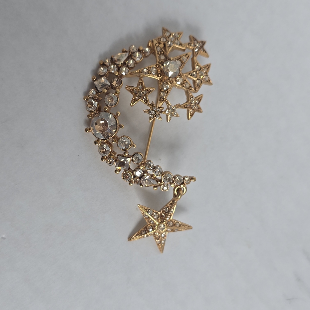 Oscar De La Renta Vintage Brooch Crescent Moon And Stars Celestial